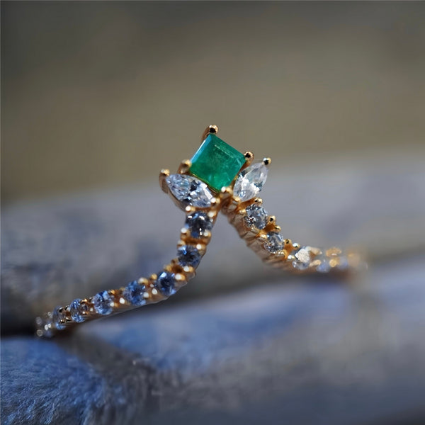 Emerald Princess Cut Stacking Ring
